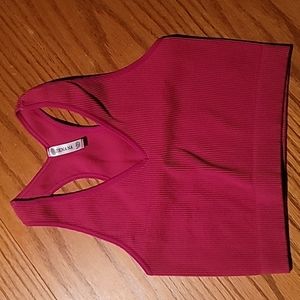 Zenana Size L/XL dark pink crop tank top